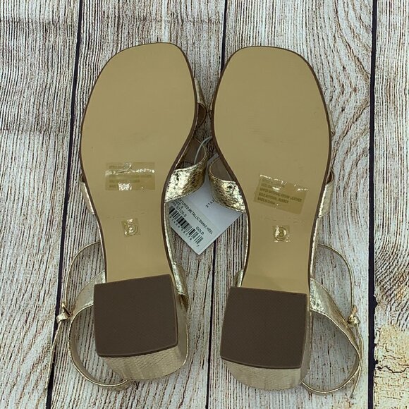 Halston Metallic Gold Snakeskin Strappy Heels - Picture 10 of 12